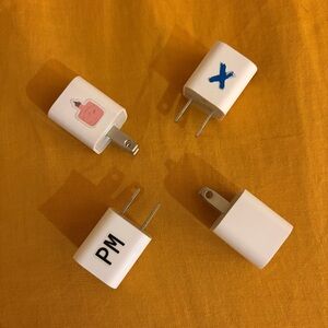 Three Apple White USB Wall Charger Adapters